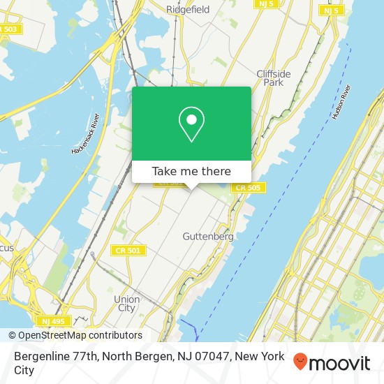 Mapa de Bergenline 77th, North Bergen, NJ 07047
