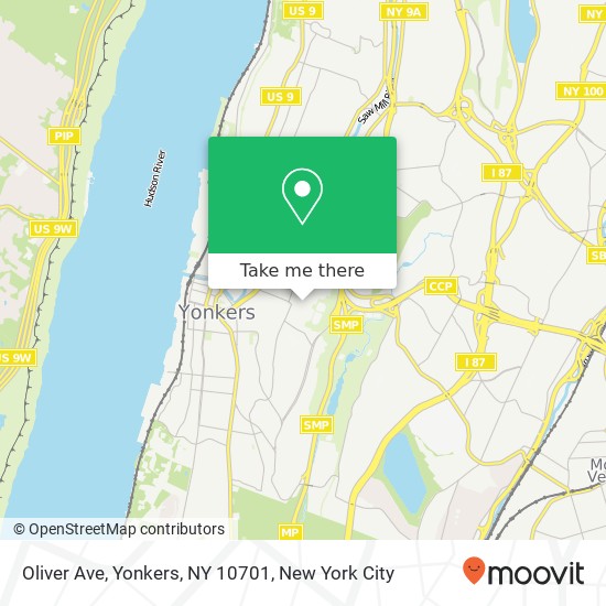 Mapa de Oliver Ave, Yonkers, NY 10701