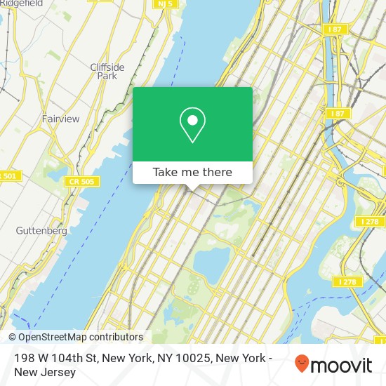 Mapa de 198 W 104th St, New York, NY 10025