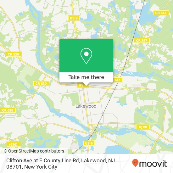 Clifton Ave at E County Line Rd, Lakewood, NJ 08701 map