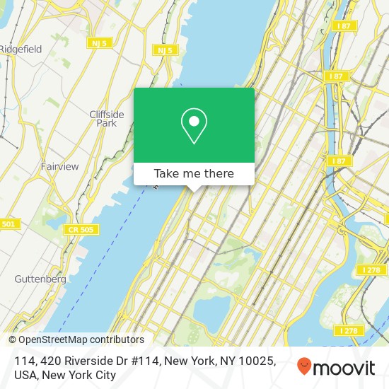 Mapa de 114, 420 Riverside Dr #114, New York, NY 10025, USA