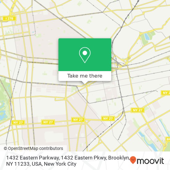 1432 Eastern Parkway, 1432 Eastern Pkwy, Brooklyn, NY 11233, USA map