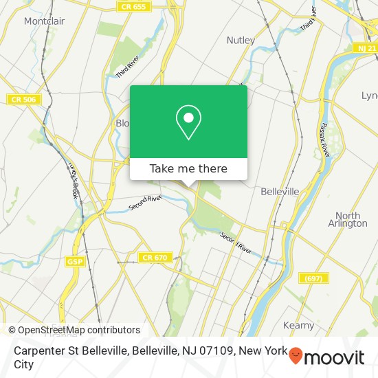 Mapa de Carpenter St Belleville, Belleville, NJ 07109