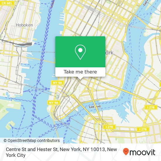 Mapa de Centre St and Hester St, New York, NY 10013