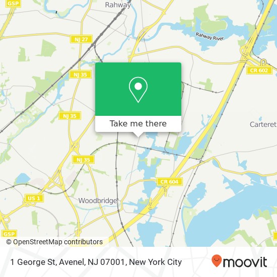 Mapa de 1 George St, Avenel, NJ 07001