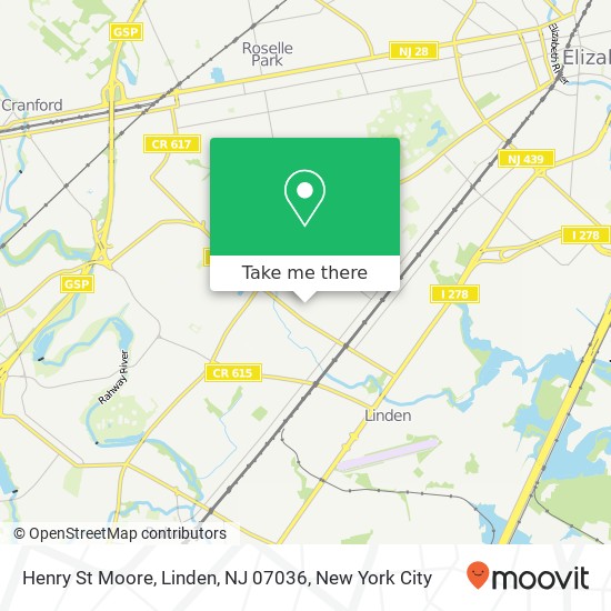 Mapa de Henry St Moore, Linden, NJ 07036