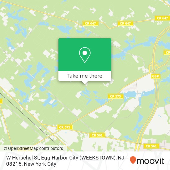 Mapa de W Herschel St, Egg Harbor City (WEEKSTOWN), NJ 08215