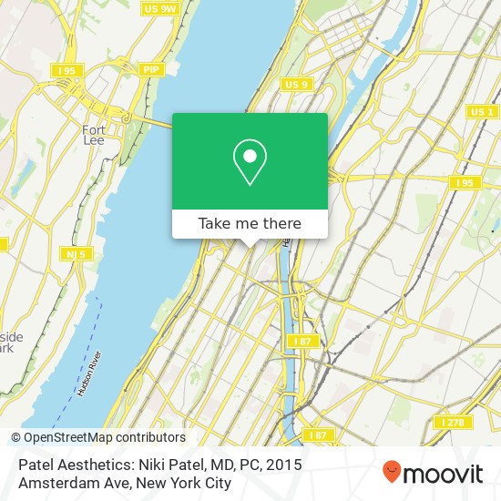 Patel Aesthetics: Niki Patel, MD, PC, 2015 Amsterdam Ave map