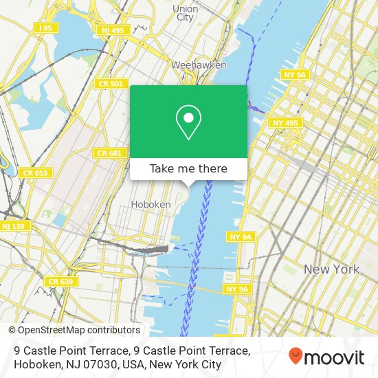 Mapa de 9 Castle Point Terrace, 9 Castle Point Terrace, Hoboken, NJ 07030, USA