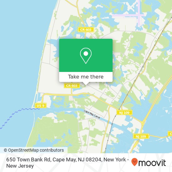 Mapa de 650 Town Bank Rd, Cape May, NJ 08204