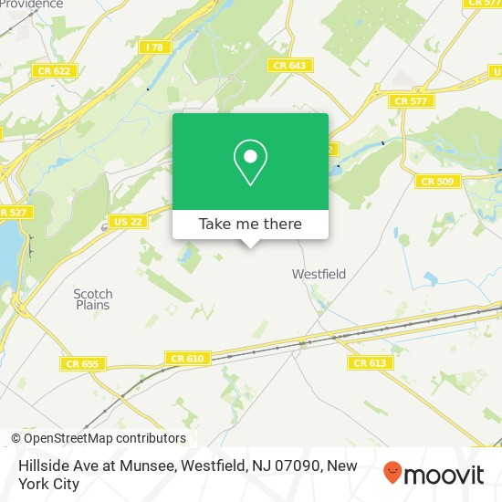 Mapa de Hillside Ave at Munsee, Westfield, NJ 07090