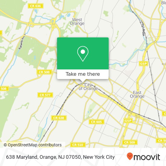 Mapa de 638 Maryland, Orange, NJ 07050