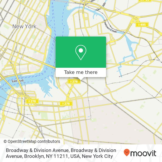 Mapa de Broadway & Division Avenue, Broadway & Division Avenue, Brooklyn, NY 11211, USA