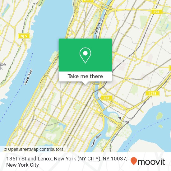 Mapa de 135th St and Lenox, New York (NY CITY), NY 10037