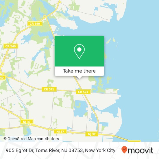 Mapa de 905 Egret Dr, Toms River, NJ 08753