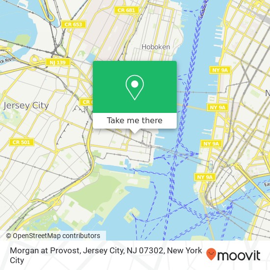Mapa de Morgan at Provost, Jersey City, NJ 07302