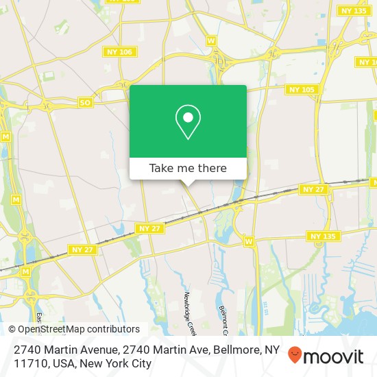 Mapa de 2740 Martin Avenue, 2740 Martin Ave, Bellmore, NY 11710, USA