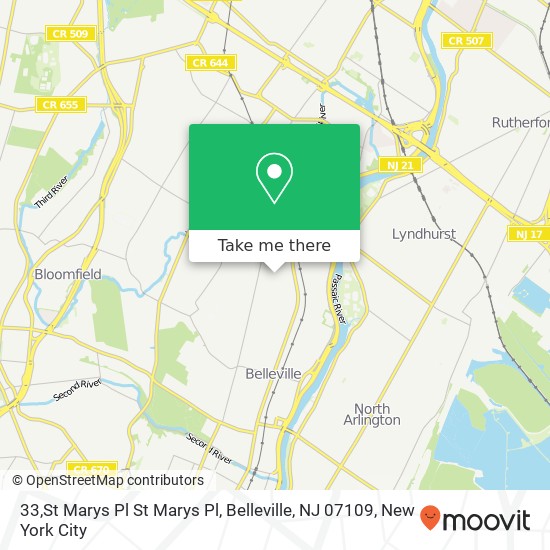 Mapa de 33,St Marys Pl St Marys Pl, Belleville, NJ 07109