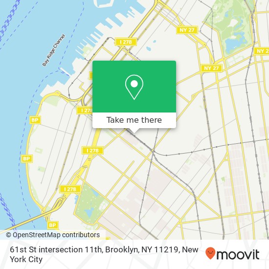 Mapa de 61st St intersection 11th, Brooklyn, NY 11219