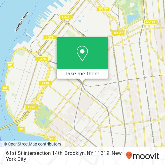 Mapa de 61st St intersection 14th, Brooklyn, NY 11219