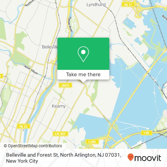 Mapa de Belleville and Forest St, North Arlington, NJ 07031