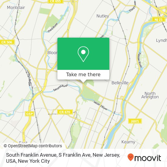 Mapa de South Franklin Avenue, S Franklin Ave, New Jersey, USA