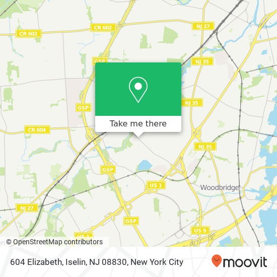 Mapa de 604 Elizabeth, Iselin, NJ 08830