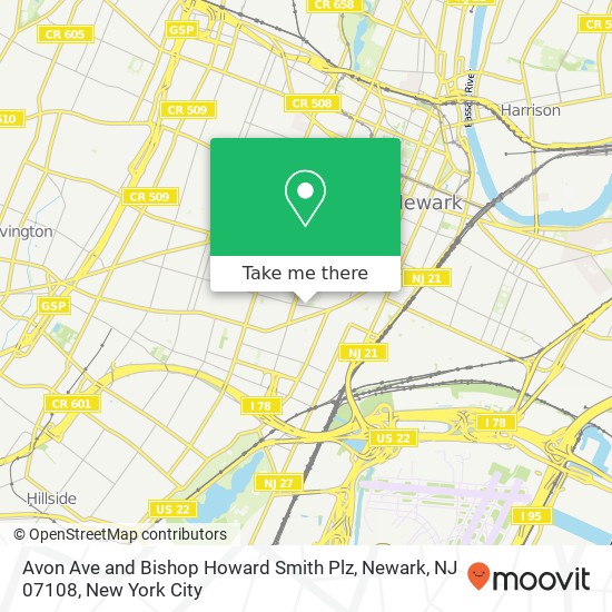 Mapa de Avon Ave and Bishop Howard Smith Plz, Newark, NJ 07108