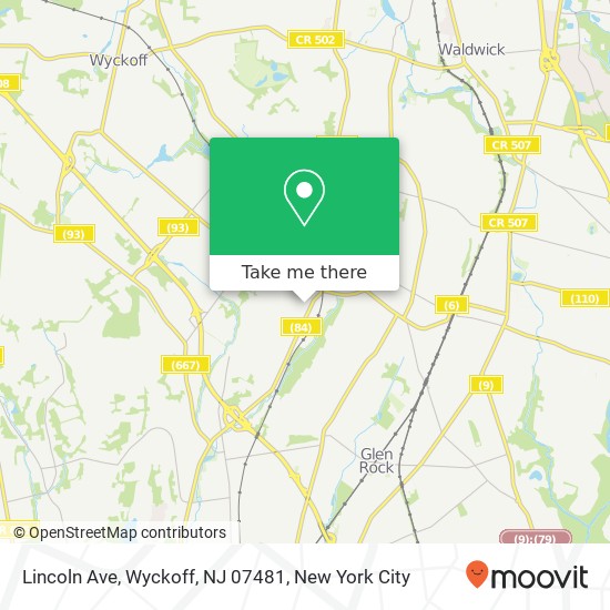 Mapa de Lincoln Ave, Wyckoff, NJ 07481
