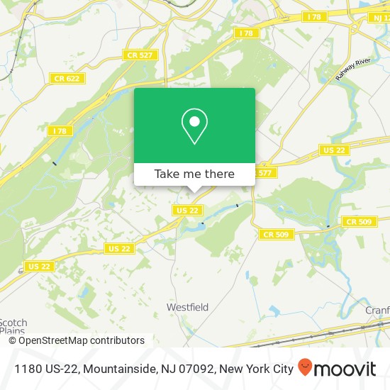 Mapa de 1180 US-22, Mountainside, NJ 07092