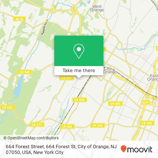 Mapa de 664 Forest Street, 664 Forest St, City of Orange, NJ 07050, USA