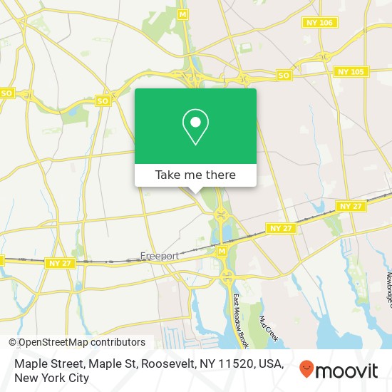 Mapa de Maple Street, Maple St, Roosevelt, NY 11520, USA