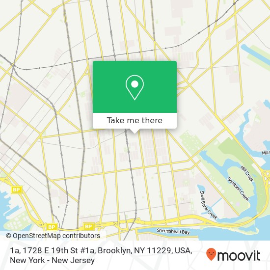 Mapa de 1a, 1728 E 19th St #1a, Brooklyn, NY 11229, USA