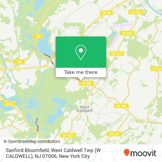 Mapa de Sanford Bloomfield, West Caldwell Twp (W CALDWELL), NJ 07006