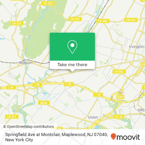 Springfield Ave at Montclair, Maplewood, NJ 07040 map