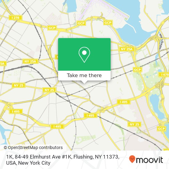 Mapa de 1K, 84-49 Elmhurst Ave #1K, Flushing, NY 11373, USA