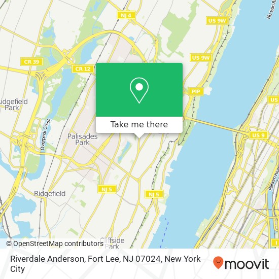 Mapa de Riverdale Anderson, Fort Lee, NJ 07024