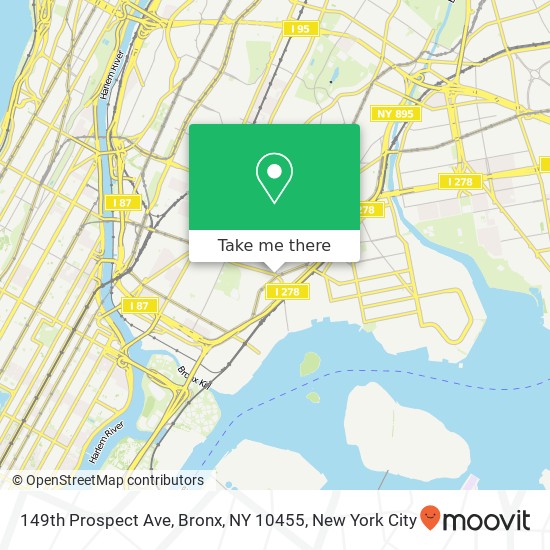 Mapa de 149th Prospect Ave, Bronx, NY 10455