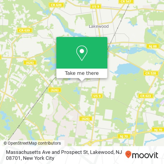 Mapa de Massachusetts Ave and Prospect St, Lakewood, NJ 08701