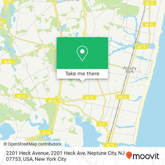 Mapa de 2201 Heck Avenue, 2201 Heck Ave, Neptune City, NJ 07753, USA