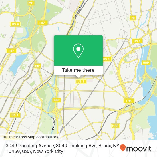 3049 Paulding Avenue, 3049 Paulding Ave, Bronx, NY 10469, USA map