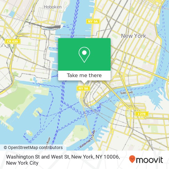 Washington St and West St, New York, NY 10006 map