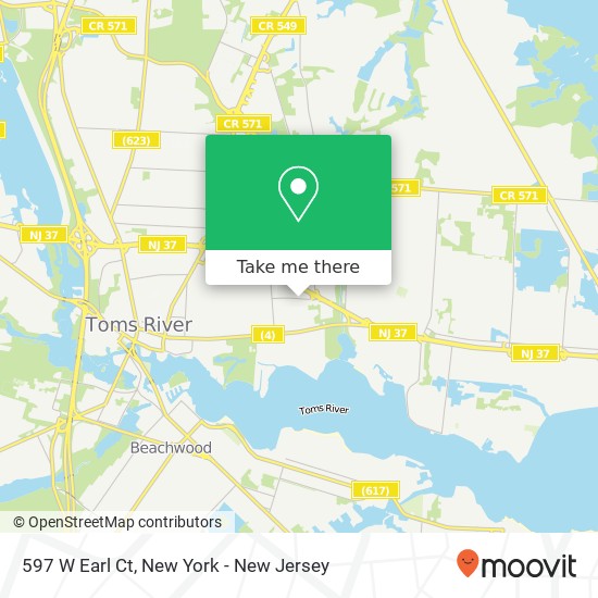 Mapa de 597 W Earl Ct, Toms River, NJ 08753