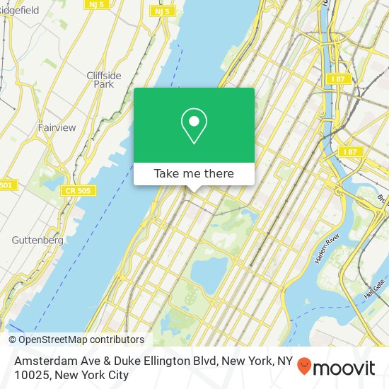 Amsterdam Ave & Duke Ellington Blvd, New York, NY 10025 map