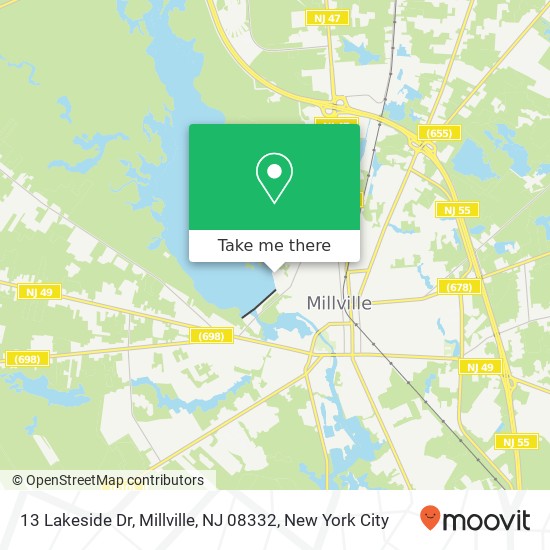 Mapa de 13 Lakeside Dr, Millville, NJ 08332