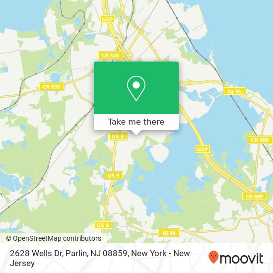 Mapa de 2628 Wells Dr, Parlin, NJ 08859