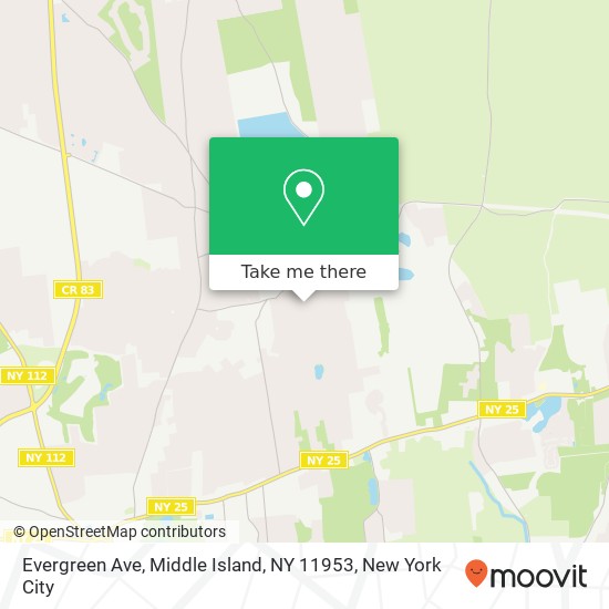 Mapa de Evergreen Ave, Middle Island, NY 11953
