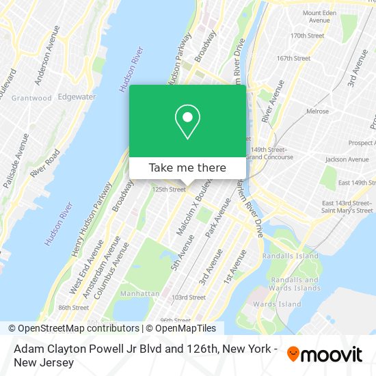 Adam Clayton Powell Jr Blvd and 126th map