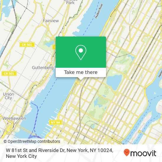 Mapa de W 81st St and Riverside Dr, New York, NY 10024