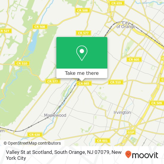 Mapa de Valley St at Scotland, South Orange, NJ 07079